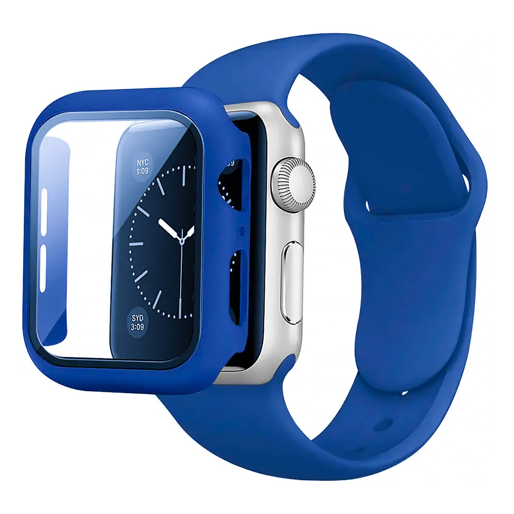 Párizsi kék Apple Watch szilikon szíj és tok