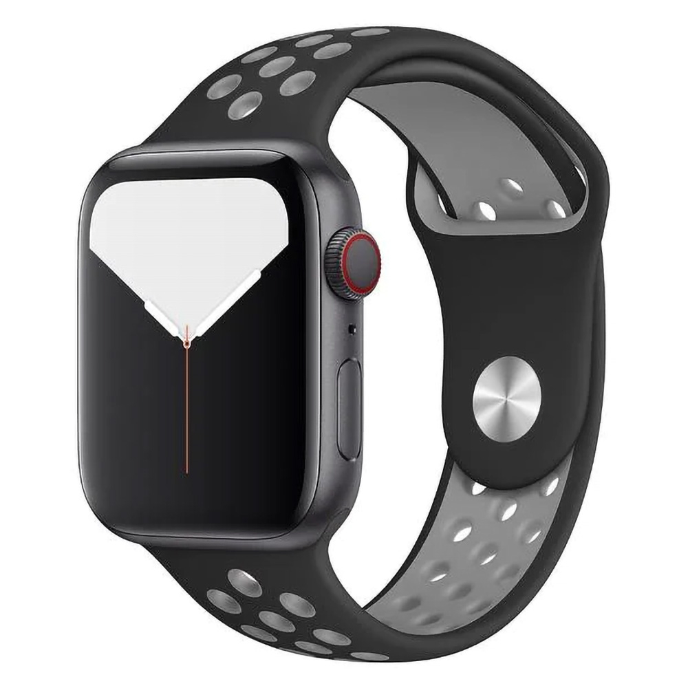 Éjfekete-ezüstszürke Apple Watch szilikon sport szíj