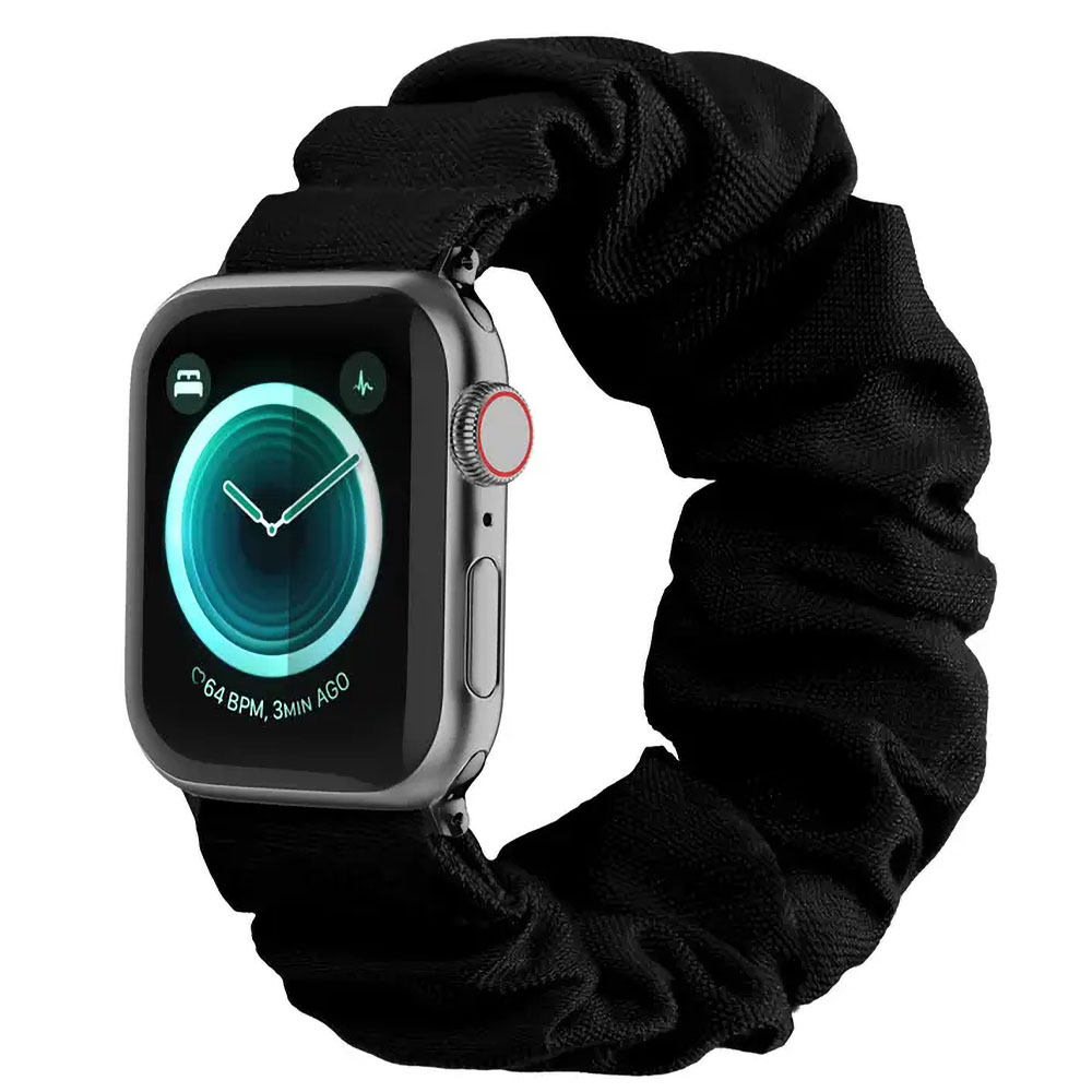 Éjfekete Apple Watch Scrunchie szövet szíj