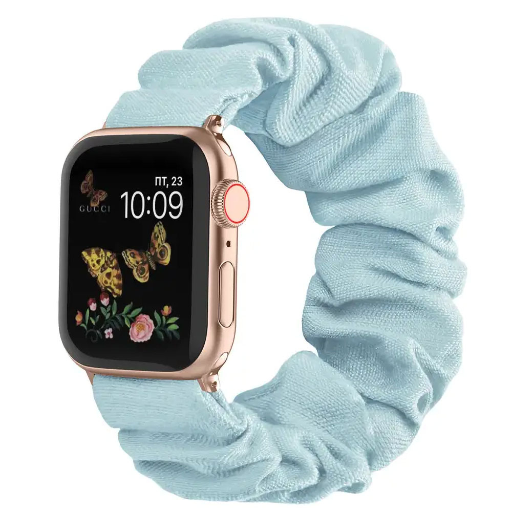 Azúrkék Apple Watch Scrunchie szövet szíj