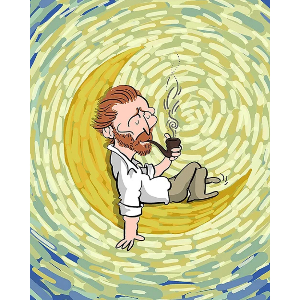 Van Gogh és a Hold mintás szilikon szíj