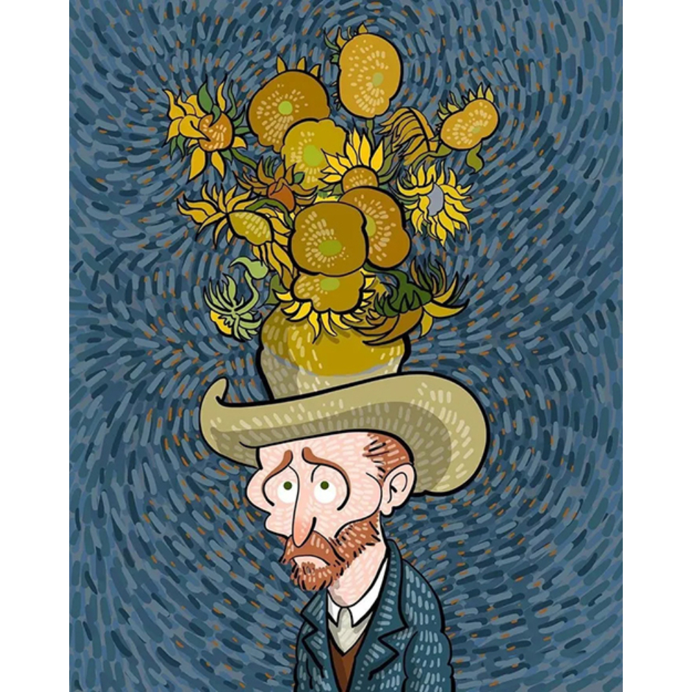 Van Gogh és a virágok mintás szilikon szíj