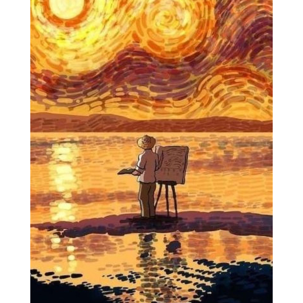 Van Gogh és a naplemente mintás szilikon szíj