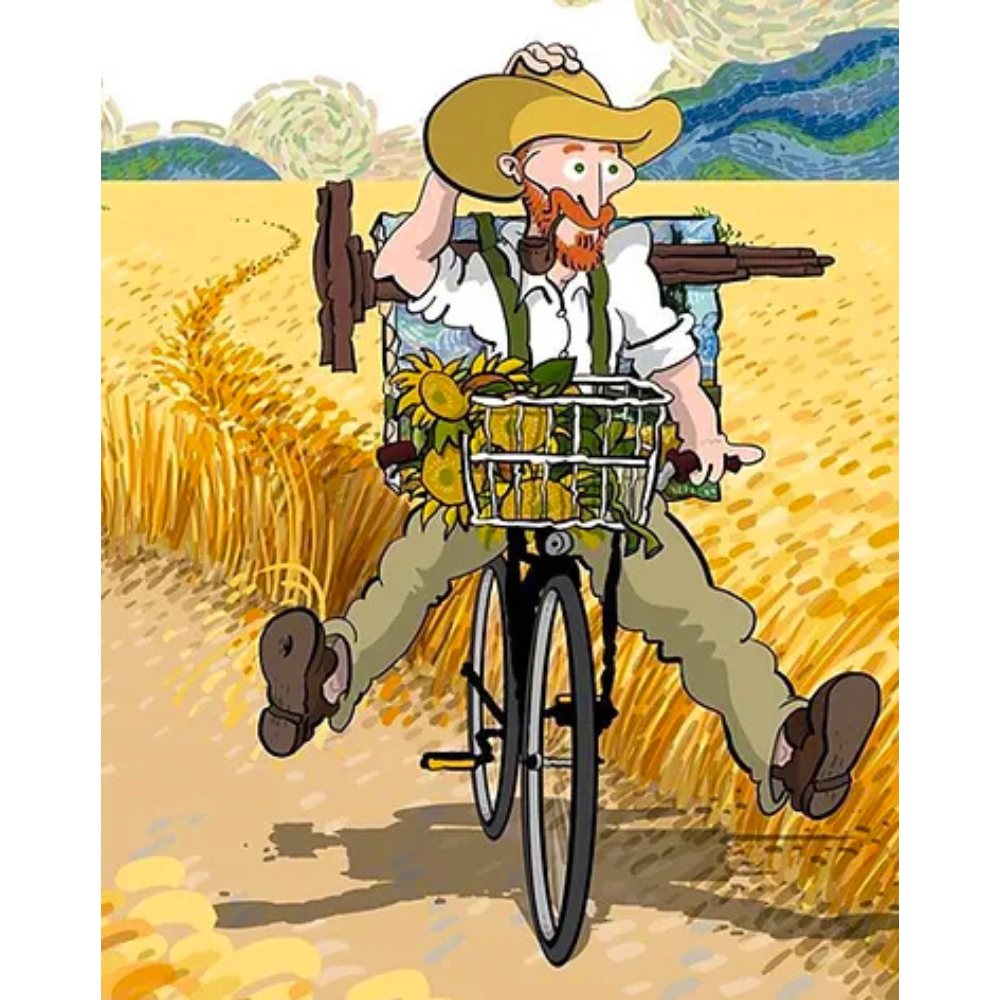 Van Gogh és a bringa mintás szilikon szíj