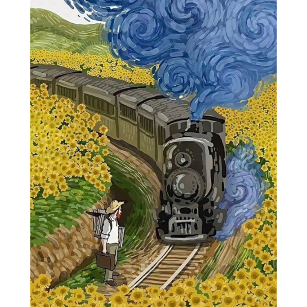 Van Gogh és a vonat mintás szilikon szíj