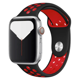 Éjfekete-cseresznyepiros Apple Watch szilikon sport szíj