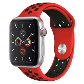 Korallpiros-éjfekete Apple Watch szilikon sport szíj