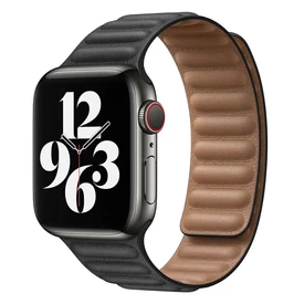 Éjfekete Apple Watch Leather Band mágneses bőr szíj