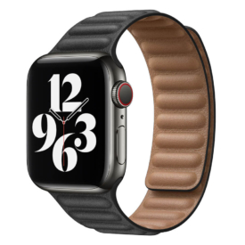 Éjfekete Apple Watch Leather Band mágneses bőr szíj