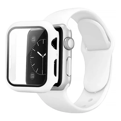 Gyémántfehér Apple Watch szilikon szíj és tok