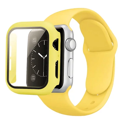 Banánsárga Apple Watch szilikon szíj és tok