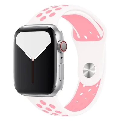 Gyémántfehér-neonpink Apple Watch szilikon sport szíj