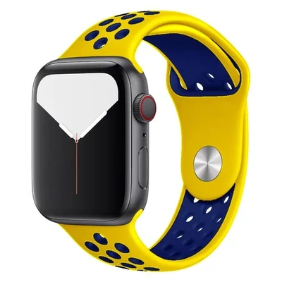 Banánsárga-párizsi kék Apple Watch szilikon sport szíj