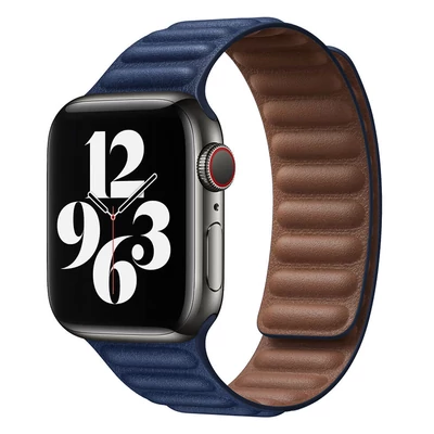 Párizsi kék Apple Watch Leather Band mágneses bőr szíj