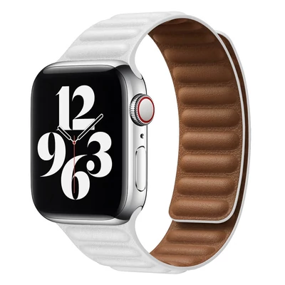 Gyémántfehér Apple Watch Leather Band mágneses bőr szíj