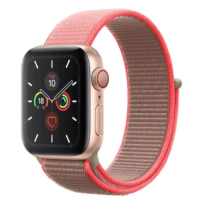 Korallpiros Apple Watch tépőzáras szövet szíj