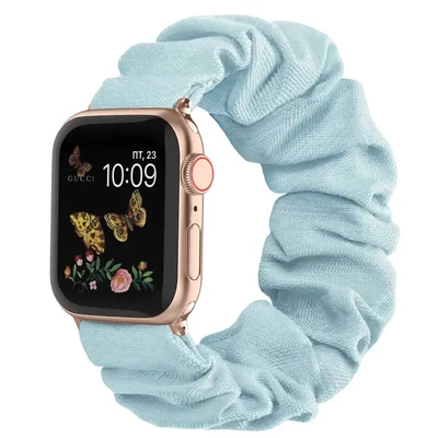 Azúrkék Apple Watch Scrunchie szövet szíj