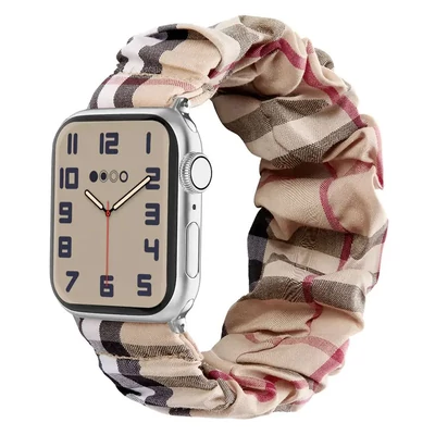 Burberry-bézs Apple Watch Scrunchie szövet szíj