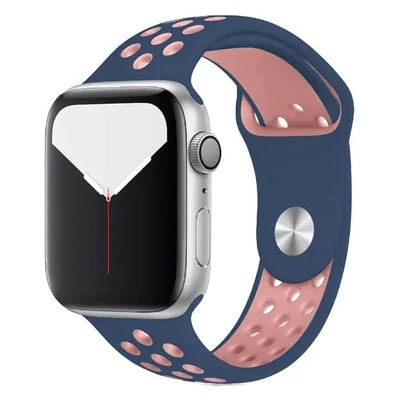 Párizsi kék-púderrózsaszín Apple Watch szilikon sport szíj