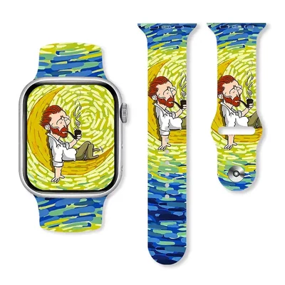 Van Gogh és a Hold mintás szilikon szíj