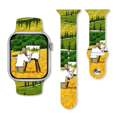 Van Gogh és a táj mintás szilikon szíj