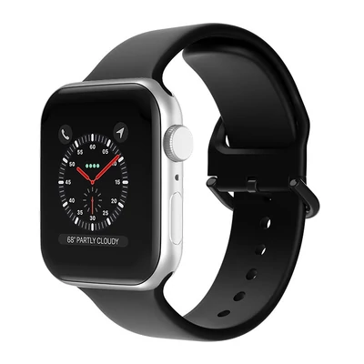 Éjfekete csatos szilikon szíj fekete csattal