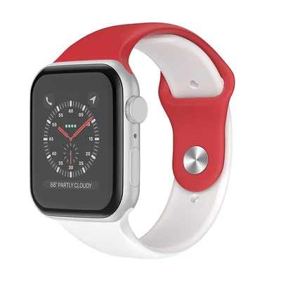 Piros-fehér dupla színű szilikon szíj