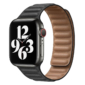 Kép 1/5 - Éjfekete Apple Watch Leather Band mágneses bőr szíj